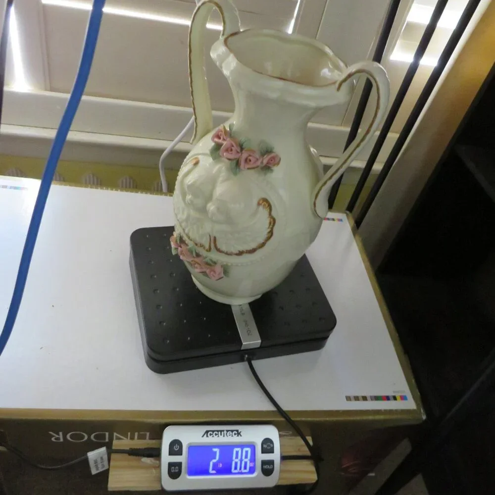 Cottagecore Angel Floral Rose Vase • Heavy Ceramic • 5.5” tall